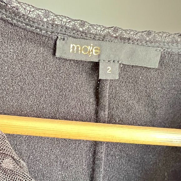 Maje Black Lace Polka Dot Bell Sleeve Dress - Picture 11 of 13